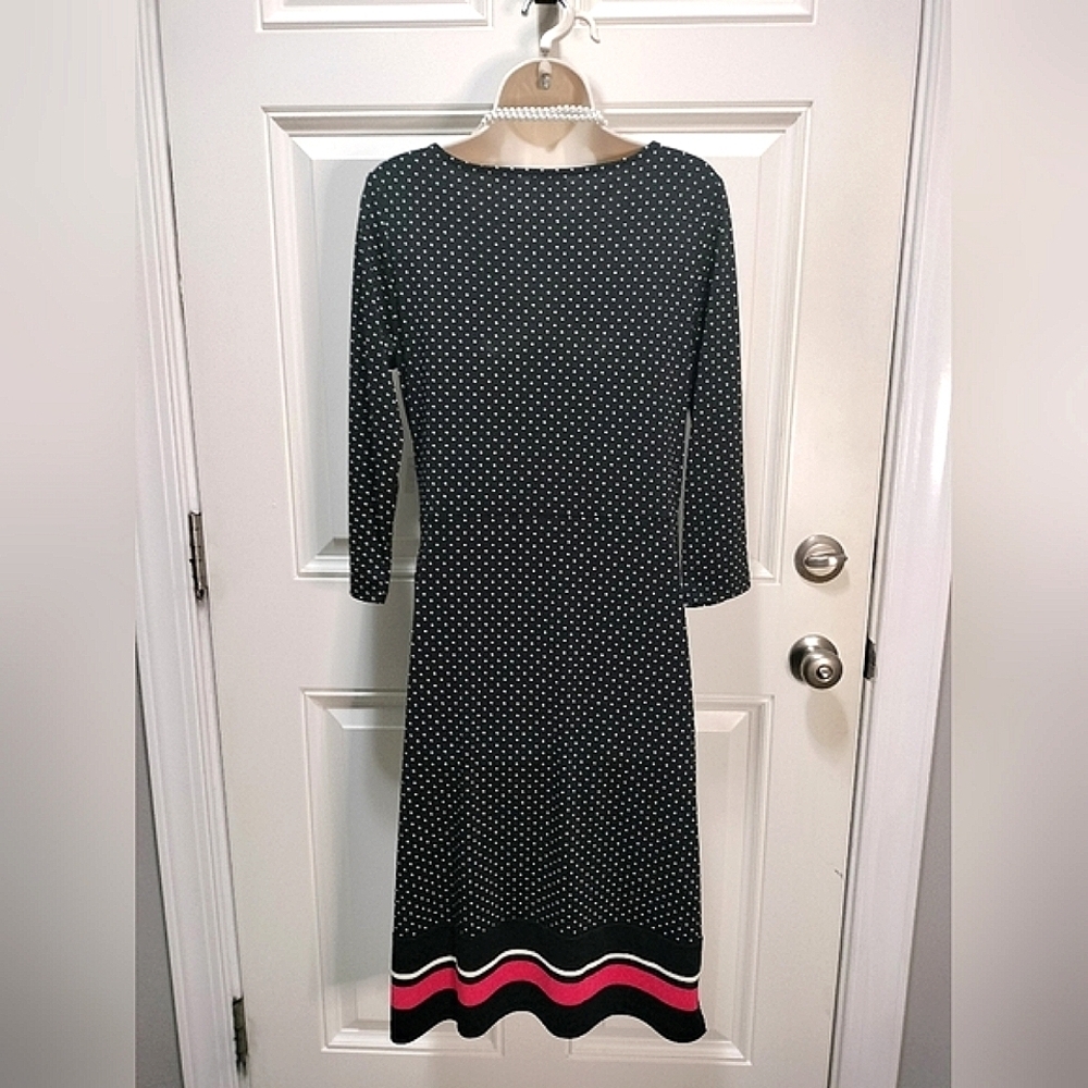 Talbots Elegant Black and White Long Sleeve Dress - Picture 3 of 5